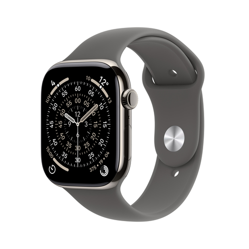 Apple Watch Series 11?GPS + Cellular 46mm?Natural Titanium Case with Stone Grey Sport Band - M/L – Apple