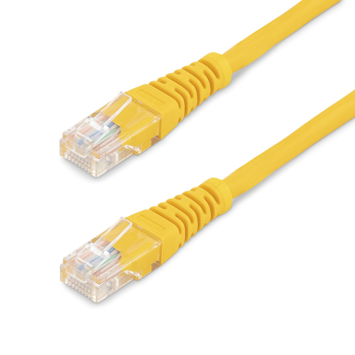StarTech.com Cat5e Ethernet Cable - 2 ft - Yellow - Patch Cable - Molded Cat5e Cable - Short Network Cable - Ethernet Cord - Cat 5e Cable - 2ft (M45PATCH2YL) - Verbindingskabel - RJ-45 (M) naar RJ-45 (M) - 0.6 m - UTP - CAT 5e - gevormd - geel – StarTech.com