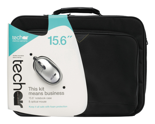 14 INCH-15.6 INCH Black Laptop Case and Silver / Black Wired Optical Mouse – Tech Air