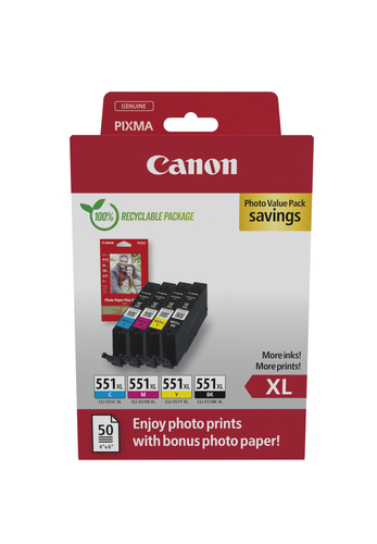 CANON CLI-551XL BK/C/M/Y PHOTO VALUE – Canon