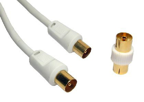 1.8M TV AERIAL M-M CBL+F-F COUPLER – Cables Direct