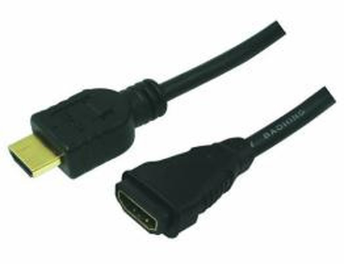 HDMI cable, A/M to A/F, 4K/30 Hz, black, 5 m – LogiLink