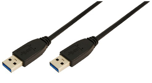 USB 3.0 cable, USB-A/M to USB-A/M, black, 1 m – LogiLink