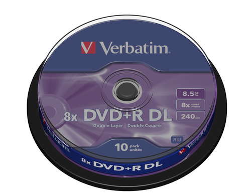 Verbatim DVD+R 8x D/L 10pk Spindle – Verbatim