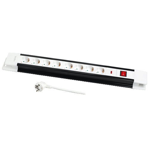 Outlet Strip, 8 safety sockets, over voltage protection, 3m, white – LogiLink