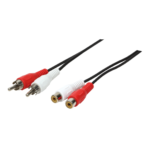 Audio cable, 2x RCA/M to 2x RCA/F, black, 5 m – LogiLink