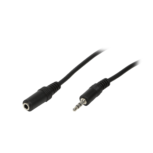 Audio cable, 3.5 mm 3-pin/M to 3.5 mm 3-pin/F, black, 3 m – LogiLink