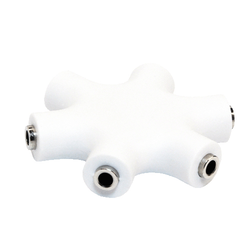 Audio adapter, 3.5 mm 3-pin/F to 5x 3.5 mm 3-pin/F, white – LogiLink
