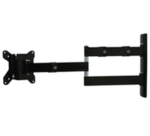 Double arm flat screen wall mount with tilt and swivel 10"- 28" max weight 15kg - Piano black Including security Allen key and locking screws – B-Tech