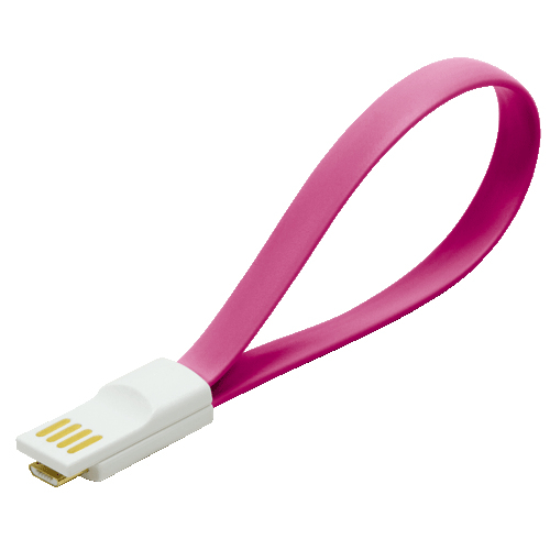 USB 2.0 Cable,AM to Micro BM, magnetic, pink, 0.22m – LogiLink