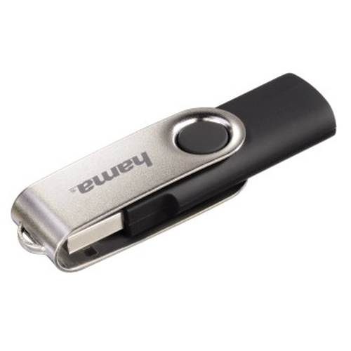 Hama Rotate 32GB USB 2.0 Memory Pen, Rotating Cap, Keyring, Black/Silver – Hama