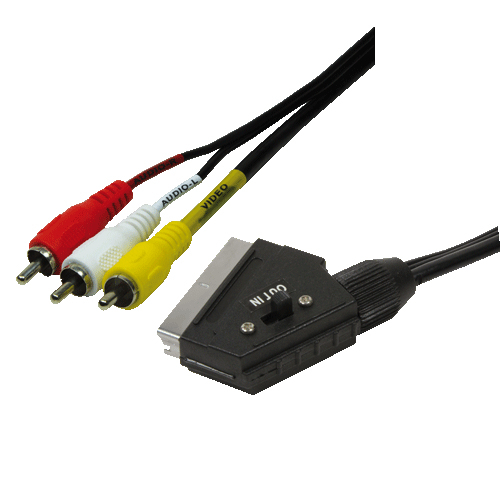 Audio/Video cable, Scart/M to 3x RCA/M, black, 2 m – LogiLink