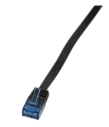 Patch cable flat Cat.5e U/UTP, black, 1,0M – LogiLink