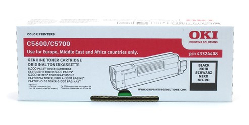 Black toner cartridge for the Oki C5600 and C5700 series printers. 6000 pages – OKI