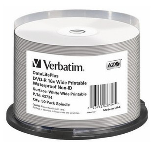 Verbatim DataLifePlus - 50 x DVD-R - 4.7 GB 16x - inkjet-bedrukbaar oppervlak, breed bedrukbaar oppervlak - spindel – Verbatim