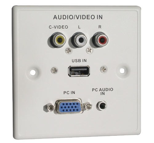 MULTIMED PLASTIC FACEPLATE VGA USB 3XPHONO STEREO JACK – Lindy