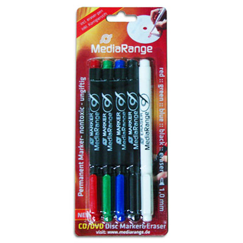 MEDIARANGE MULTIMEDIA MARKERS WITH ERASER MARKER, SET 5 – MediaRange