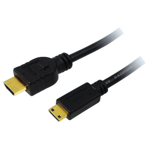 HDMI cable, Mini-C/M to A/M, 4K/30 Hz, black, 1.5 m – LogiLink