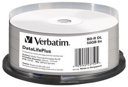Verbatim BD-R DL 50GB 6X Printable 25pk – Verbatim