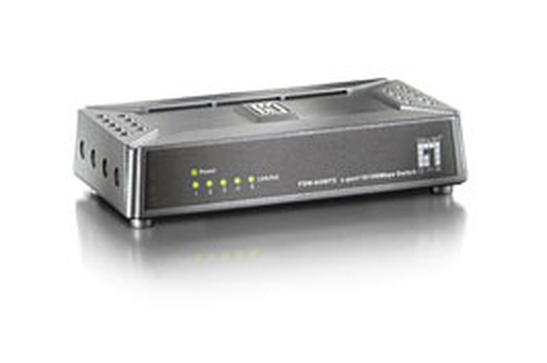 LevelOne 5-Port Fast Ethernet Switch- Provides flexibility of 5x 10/100BASE-TX ports-10/100Mbps-Full/Half-duplex- Auto-Negotiation- Auto-MDI/MDIX-Supports 2K MAC address auto-learning and auto-aging-IEEE 802.3x Flow Control protects against lost packets f – Digital Data Communications