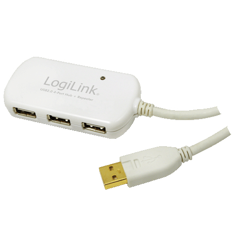 USB 2.0 cable, USB-A/M to 4x USB-A/F, active, white, 12 m – LogiLink