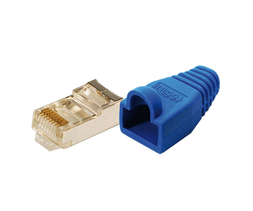 Modular Plug RJ45 Cat.5e incl. cable boot, blue – LogiLink