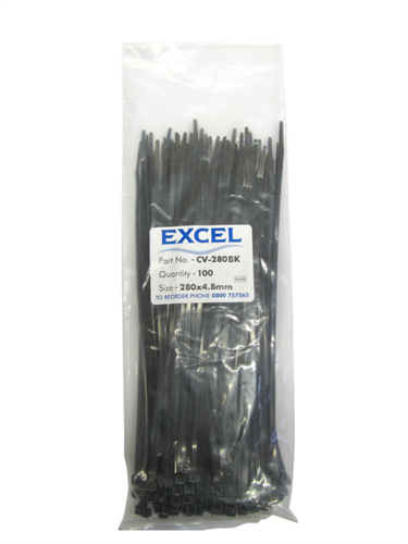 BLACK NYLON CABLE TIE 4.8 X 300MM – Cables Direct