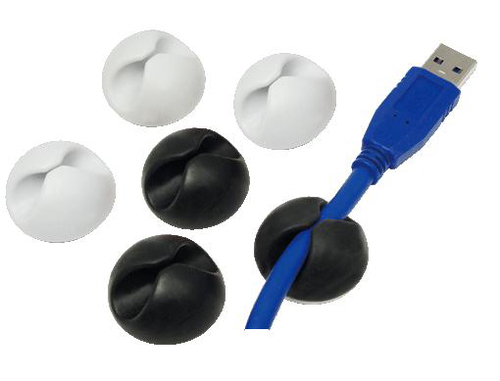 PACK OF 6 SELF ADHESIVE CABLE ORGANISERS - WHITE & BLACK – LogiLink