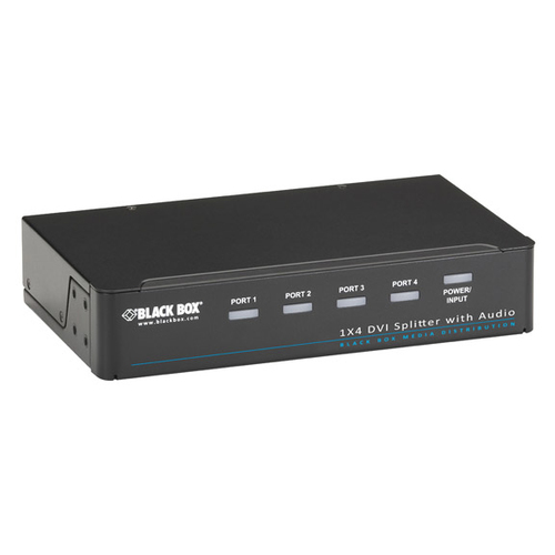 1 X 4 DVI-D SPLITTER WITH AUDIO AND HDCP – Black Box