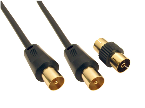10MTR BLACK TV AERIAL M-M CABLE+F-F – Cables Direct