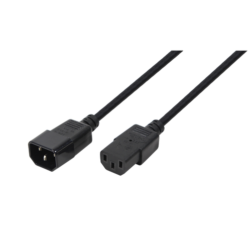 Power cable extension, IEC C14 to IEC C13, black, 1.8 m – LogiLink