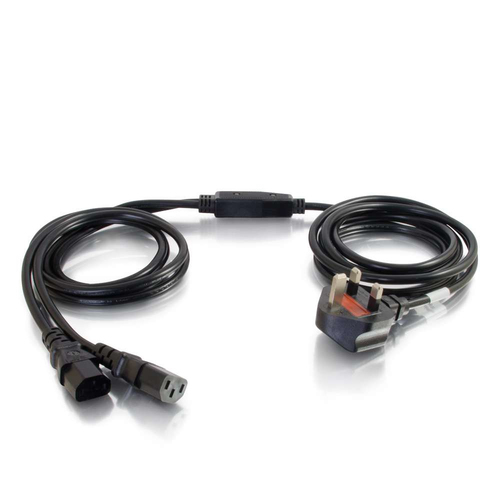3m UK Mains to 2 x IEC C13 Female Splitter Cable Black – Legrand