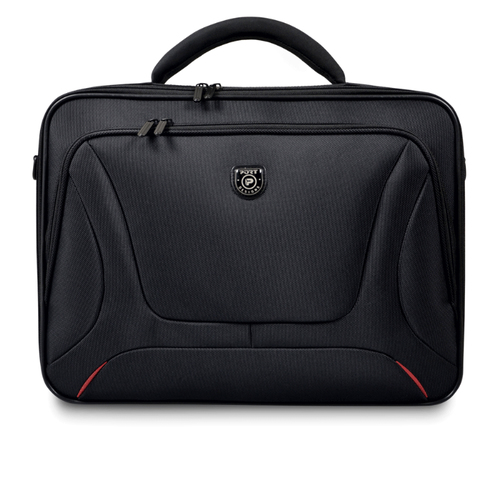 A Port product the Courchevel Clamshell is a front loading design manufactured from 1680D Ballistic Nylon in black. Suitable for up to 15.6'' screens it includes a metal framed padded laptop compartment; dedicated pocket for tablets up to 10.1�� and t – Port