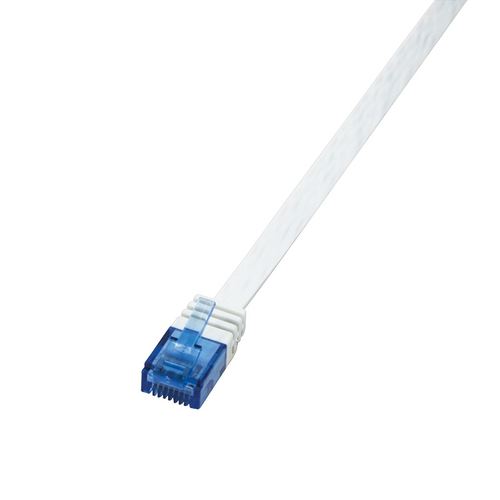 Patch Cable Flat Cat.6 U/UTP white 10m, SlimLine – LogiLink