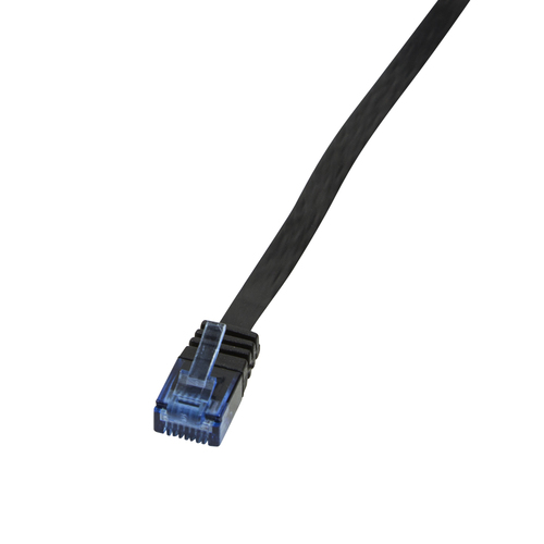 Patch cable flat Cat.5e U/UTP, black, 15,0M – LogiLink