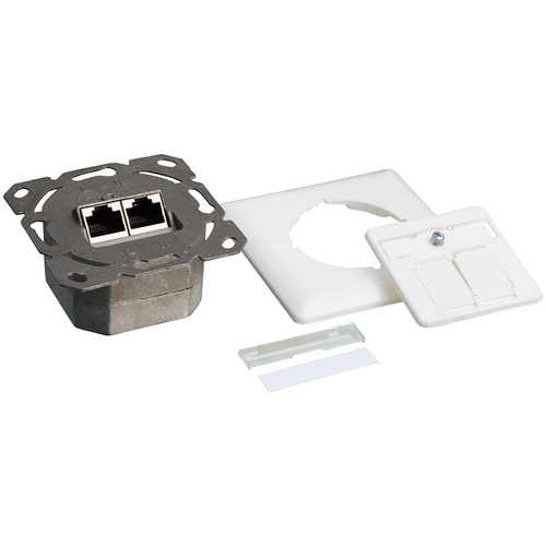 Cat.6 Wall Outlet UP 2xRJ45 STP horizontal, signal white – LogiLink