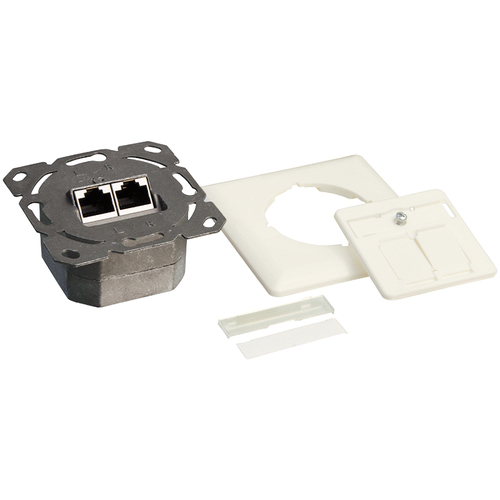 Cat.6A Wall Outlet 2xRJ45 STP, horizontal, pure white – LogiLink