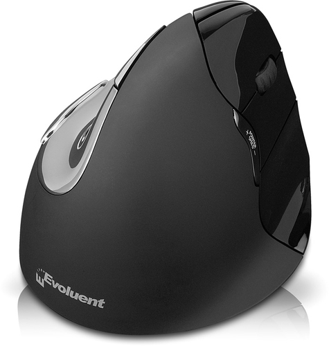An Evoluent product. RIGHT HANDED Evoluent VerticalMouse 4 Bluetooth in Black- suitable for MAC OS only. Patented vertical mouse that supports your hand in a relaxed handshake position- and eliminates the arm twisting required by ordinary mice. The 4 is t – Evoluent