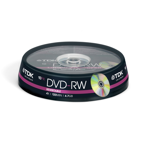 DVD-R 4.7GB 2x-4x 10PK TDK DVD-RW CAKEBOX 10 PACK – TDK