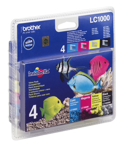 INK CARTRIDGE LC-1000VALBP VALUE BLISTER (1BK+1C+1M+1Y) – Brother