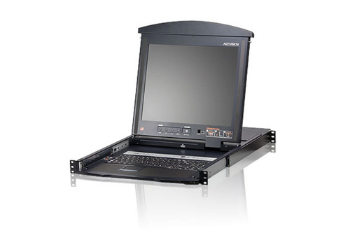 16 port CAT5 1U Hideaway 17 LCD KVM Switch, Daisy Chain, Dual Rail – ATEN